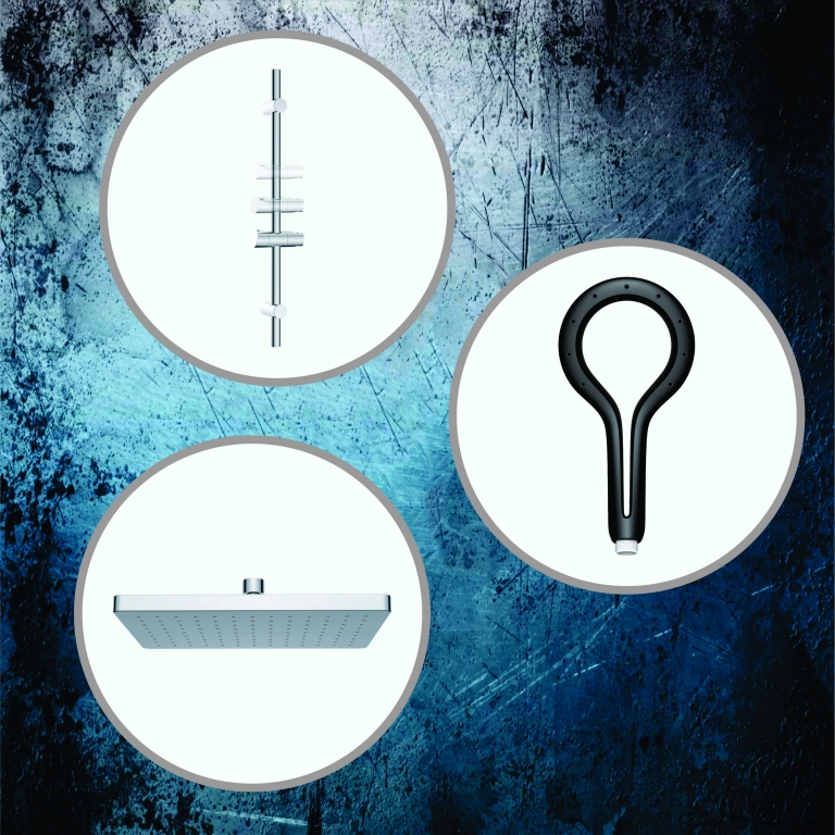 Shower heads, shower holders and consoles
